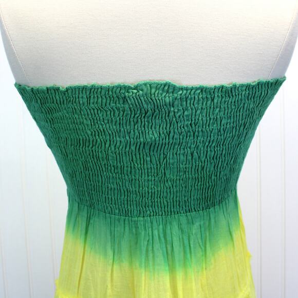 NEW Cute Options Womens S Sundress Smocked Gauzy Reggae Green Yellow Red - Picture 5 of 8